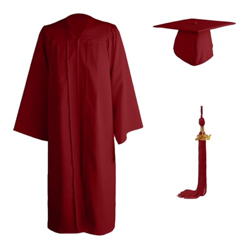 Talar de remise de diplôme unisexe avec chapeau et pompon académique