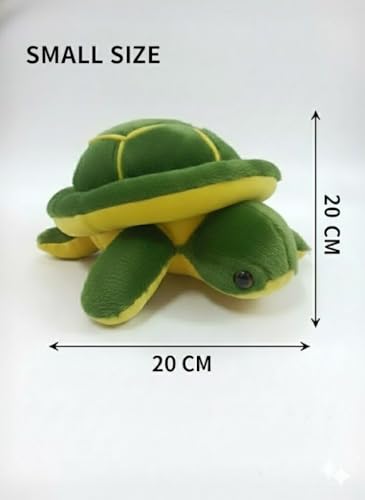 Image of TortoisePlush Sea Turtle Soft Toy, Dark Green and Yellow, 22 cm, Stuffed Animal for Kids, Modern Design, Tortoise Theme, Durable Quality (Dark Green)