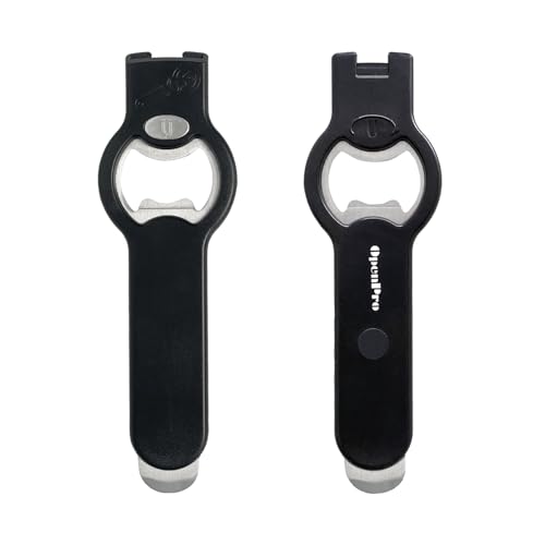 2-in-1 Magnetic Soda Can & Beer Bottle Opener-Dual Magnets for Fridge & Cap Catcher, Heavy Duty Stainless Steel, Perfect for Big Hands,Long nails, RV, Bartender, Gift for Father, Black, Openpro 2 Pack