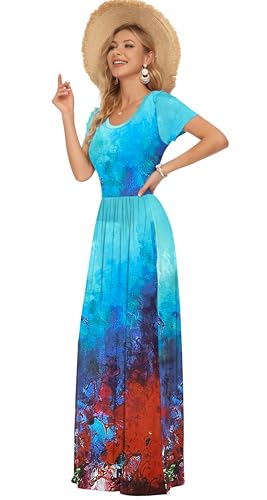 Image of AUSELILY Women's Classic Short Sleeve Loose Plain Casual Long Maxi Dresses for Women 2026