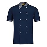 Generisch Kochjacke Herren Kurzarm Dehnbarer Robuste Kochuniform mit Tasche & Knöpfen...