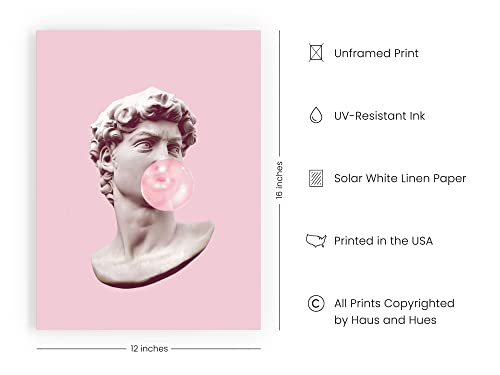 HAUS AND HUES Gum Poster David Bubble Pop Art Pop Art Wall Decor Pink Pictures Wall Decor Pink Posters for Room Aesthetic Unframed 12” x 16”