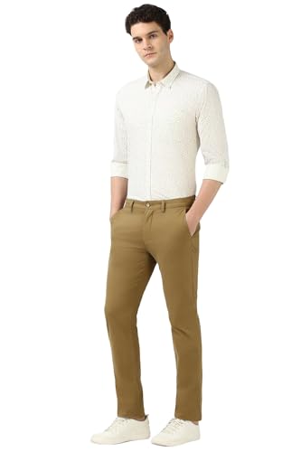Image of Peter England Men's Slim Fit Mid Rise Super Premium Wrinkle Free Casual Trouser Chinos