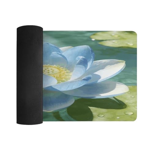 Light Blue Lotus desk pad grande impermeable 30x60 cm miniatura 3