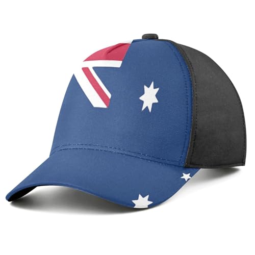 Chapeau de camionneur unisexe noir avec drapeau australien brodé
