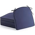 WEOAVRY Outdoor Chair Cushions Set of 4, Waterproof Outdoor Patio Chair Cushions, Patio Furniture Cushions with Ties, Outdoor Wicker Replacement Seat Cushions, Navy Blue 19 x 19 x 2 Inch