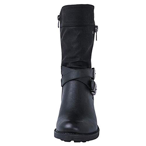 Botas de combate para mujer con tacón bajo e interior confortable para otoño e invierno 2