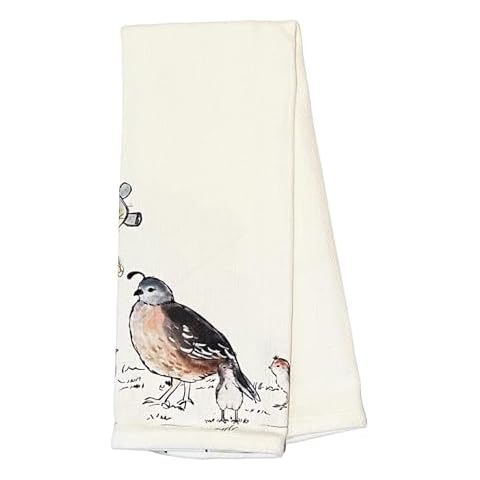 Sonoran Souvenirs Kitsch Kitchen Quail Family Tea Towel (16" x 28") Absorbent 100% Cotton Dish Towel with a Loop Cover