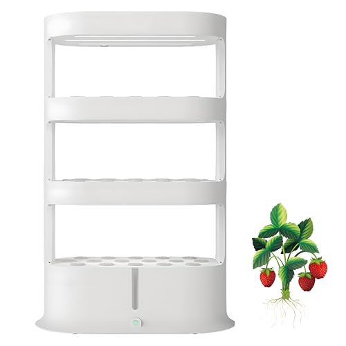 Kit del Sistema de Jardín Interior Hidropónico, Torre de Cultivo Hidropónico con Control Remoto, Temporizador Automático y Luz de Cultivo para Hierbas, Plantas, Verduras y Cultivo de Frutas White