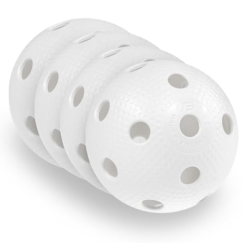 FAT PIPE Floorball & Unihockey Ball 4er Set Wettkampfball + Trainingsball mit IFF Zertifikat für geprüfte Qualität | Made in Finland Floorball Bälle (Weiß)