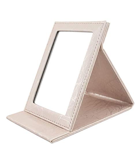 ToiM Portable Folding Vanity Mirror with Stand, Collapsible Mirror Make-up Mirror Dresser Foldable Mirror Make-up Tools and Accessories (Small, Champagne)