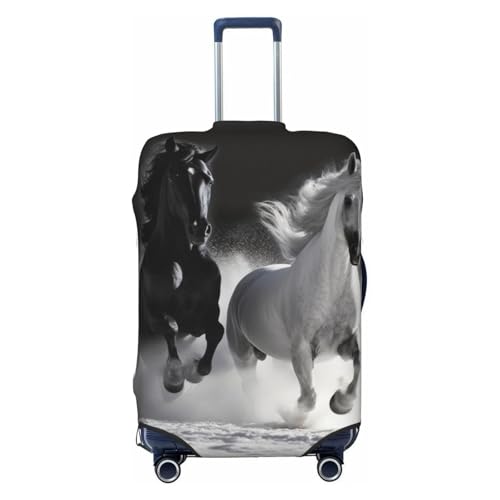 Black and White Horses Running Luggage Cover for Suitcase Tsa Approved, Washable Suitcase Protector Fits 18-32 Inch Anti-scratch Suitcase Cover Carry on Luggage Sleeve Travel Baggage Cover