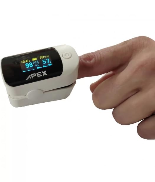 Queraltó Bippex de Apex   Pulsioxímetro de dedo Digital Con pantalla   Nivel de oxígeno en sangre   5,7 x 3,6   Batería de larga duración