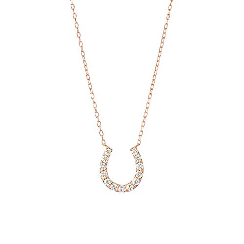 [京セラ] ダイヤモンド ネックレス K18ピンクゴールド 0.3カラット 馬蹄 天然石