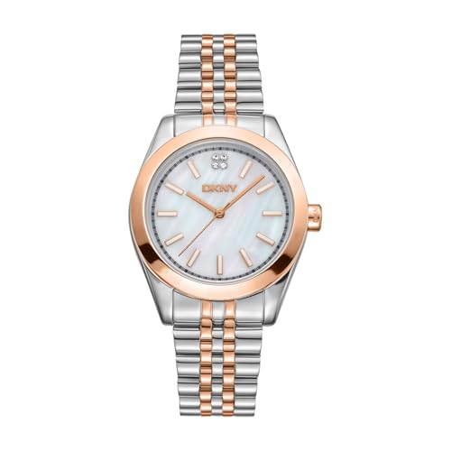 DKNY Women's White MOP Dial Two-Tone Stainless Steel Bracelet Watch 32mm 50M