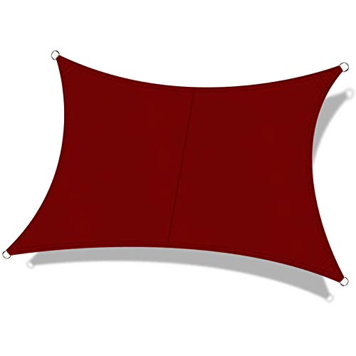 OKAWADACH Toldo Vela de Sombra Rectangular 2 x 3m, protección Rayos UV Impermeable para Patio, Exteriores, Jardín, Color Vino Tinto