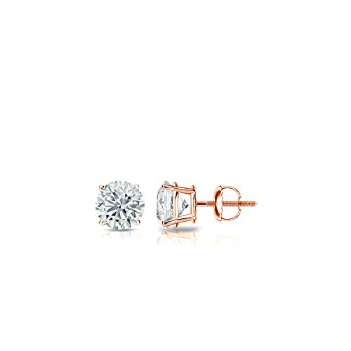 Image of 1 /5 to 2 Carat Lab Grown Diamond Round Stud Earrings for Women in 14k Gold (VS2-SI1, 0.20 to 1.00 cttw) 4-Prong Setting Screw Back Studs by Diamond Wish