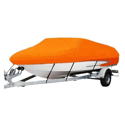 Cubierta For Barco Anti UV Impermeable Protección Al Aire Libre 190T Pesca Marina Lancha Rápida 11-22 Pies Tienda De Campaña A Prueba Desgarros Naranja Resistente Al Viento Y Segura(17-19FT)