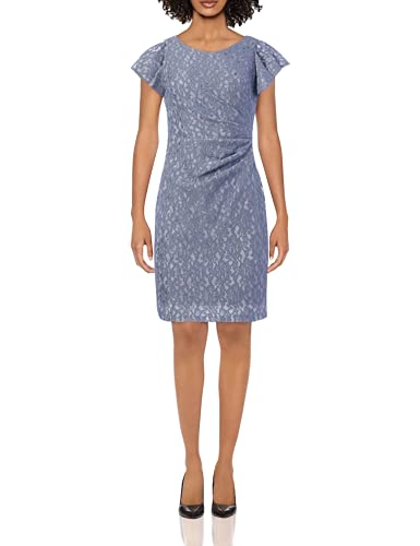 Jessica Howard Women's Layered Butterfly Sleeve Side Tuck Sheath Dress, Denim, 14 #TOP24