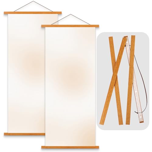 Ywlake 2枚セット 手ぬぐい タペストリー棒マグネット 幅60cm ポスターハンガー B3 木製ポスターフレーム 横長600mm手ぬぐいフレーム 手ぬぐい棒 ポスター吊りフレーム 木製額縁 写真、地図、印刷、手ぬぐい、ポスター、家の装飾に適しています (60cm、チーク、2点セット）