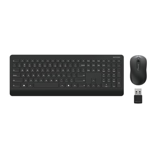 Incase Combo de teclado e mouse sem fio 900 para desktop – projetado pela Microsoft – teclas sensíveis ao toque, design ambidestro, teclas de atalho personalizáveis, duração da bateria de dois anos