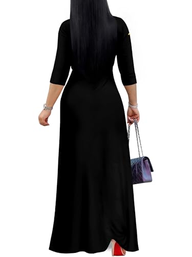 Image of PinkPatty Plus Size Dresses for Curvy Women V Neck Flowy Long Sleeves Wrap Maxi Dress Travel Vacation Outfits
