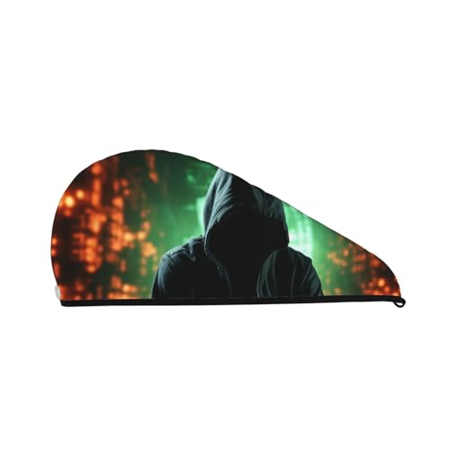 GDSHJKLW Hacker Attack - Gorras de secado para el cabello, superabsorbentes, suaves, de secado rápido, terciopelo coral, turbante para mujer, cabello húmedo largo y grueso