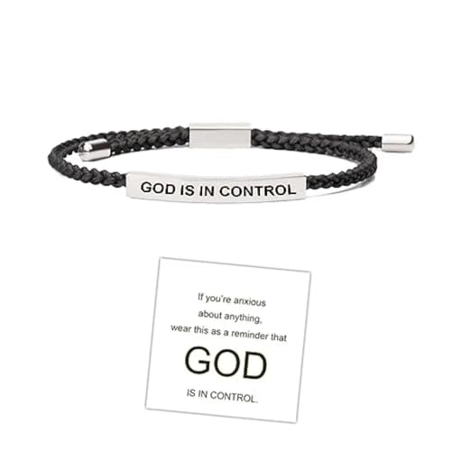 XAM God Is in Control Keep Trusting Keep Praying Tube Bracelet Adjustable Braided Rope Handmade Engraved Inspirational Motivational Bracelet Stainless Steel Gifts Jewelry for Women Men Friends4