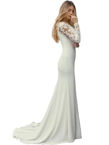 Long Satin Wedding Dresses for Bride 2025 Mermaid Boho Beach Bridal Dress for Women