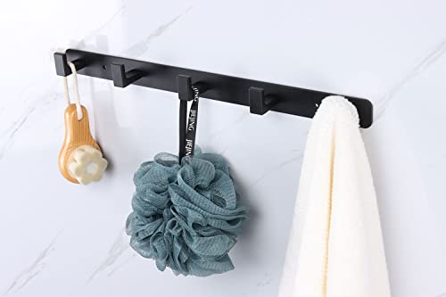 Image of Coat Rack, Heavy Duty Stainless Steel 5 Tri Coat Hook Hanger, Wall Mounted Wall Hooks, Rustic Clothes Hook /Key Hook Rail for Bathroom Kitchen Entryway(2 Pack, 5 Hook Black)