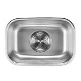 aqxreight Barspüle aus Edelstahl, Langlebig, Kratzfest, Unterbau-Einzelbecken-Küchenspüle für Wohnmobile, Boote, Yachten, Edelstahl 304, Gebürstete Oberfläche, 32 X 21,6 X 11,9 Cm