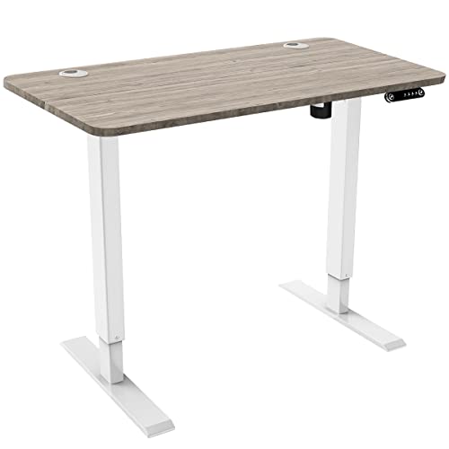 bigzzia Höhenverstellbare schreibtische, Höhenverstellbarer Tisch Stehschreibtisch mit Memory Funktion, Elektrischer Computertisch mit 1 Motoren Zuhause Büro 120 x 60CM (Holzfarbe) Cover