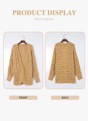 Image of Eytino Womens Plus Size Crochet Cardigan Sweater Long Sleeve Hollow Out Open Front Cardigans Outwear(1X-5X)