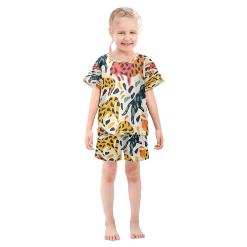 senya Short Sleeve Pajamas Sets Summer Cotton Sleepwear Leopard Print Wild Animal3