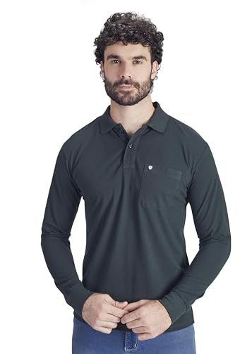Image of Men's Cotton-Rich Full-Sleeve Polo T-Shirt with Pocket Premium Pique Fabric Casual & Stylish