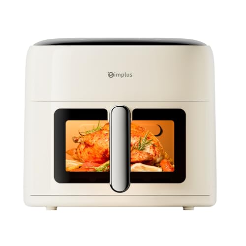 SIMPLUS Heißluftfritteuse 6 5 L Airfryer XL mit Sichtfenster & Touchscreen 1500 W schlankes Design 10 Programme 80200 C Antihaftkorb 360 Heißluft fettarmes Kochen