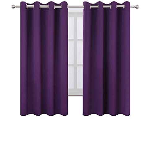 Image of LEMOMO Blackout Curtains 52 x 63 inch /Purple Curtains Set of 2 Panels /Thermal Insulated Room Darkening Bedroom Curtains