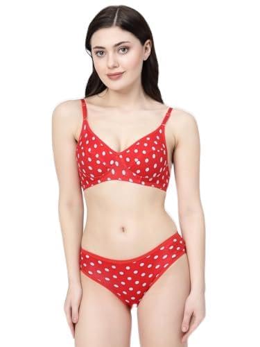 Pink Polka Print Non Padded Bra & Panty Set (YummySet-Pink)-image-35
