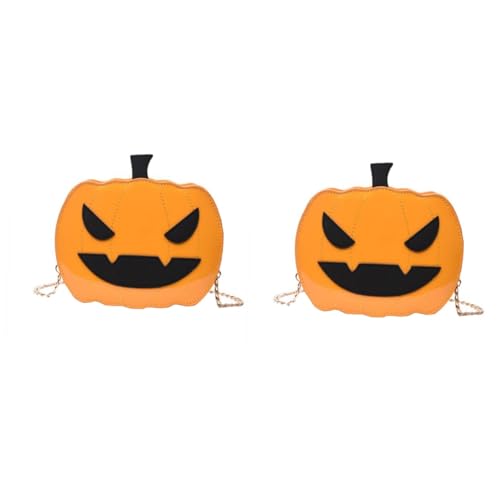 Sac citrouille Halloween femme en PU résistant doté d'une bandoulière chaîne amovible