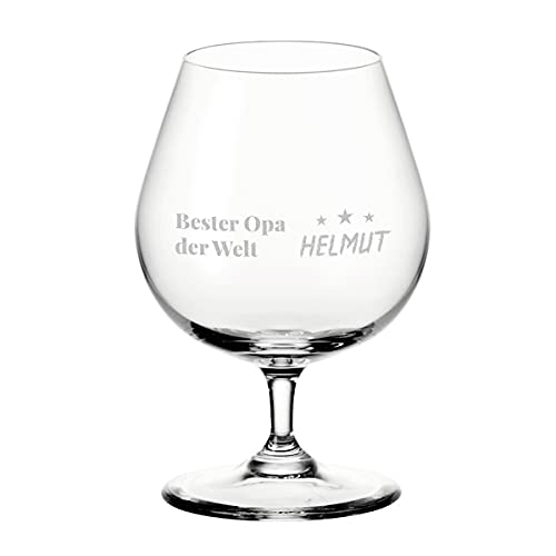 polar-effekt Leonardo Brandyglas 400 ml Cognac - Kristallglas - mit gravierten Wunschmotiv Name - Schwenker - spülmaschinentauglich - für Scotch, Whisky - Motiv Bester Opa Stern