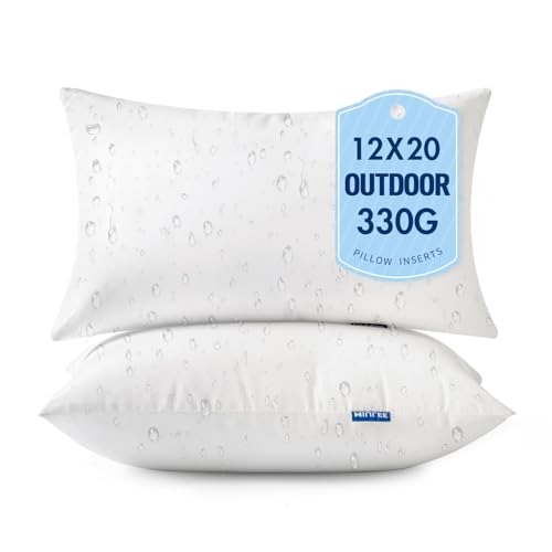 MIULEE 12x20 Outdoor Pillows Set of 2 Throw Pillows Waterproof Soft Support Throw Inserts Decorative Water Resistant for Patio Furniture and Garden