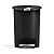 simplehuman 50 Liter / 13 Gallon Semi-Round Kitchen Step Trash Can with Secure Slide Lock, Black Plastic