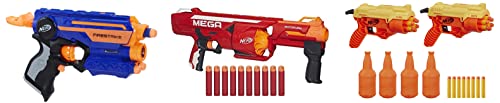 Image of Nerf N-Strike Elite Fire Strike Blaster, Ages 8 and Up, Multicolor & 26-Piece Cobra RC-6 Dual Targeting Set & Mega Rotofury Blaster - 10-Dart Rotating Drum - Pump Action Blasting - 10 Mega Darts