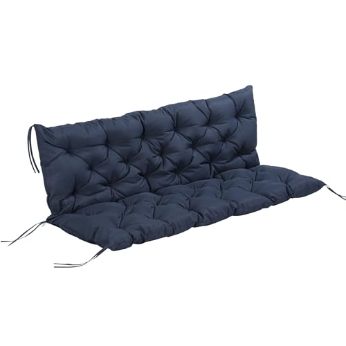 Outsunny Coussin de Banc Matelas Assise Dossier pour Banc de Jardin Coussin balancelle canapé 3 Places Grand Confort 150 x 98 x 8 cm Bleu