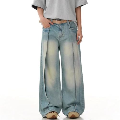 Men’s Summer Washed Deconstructed Vintage Wide Leg, Solid Color, Loose Straight Denim Pants2