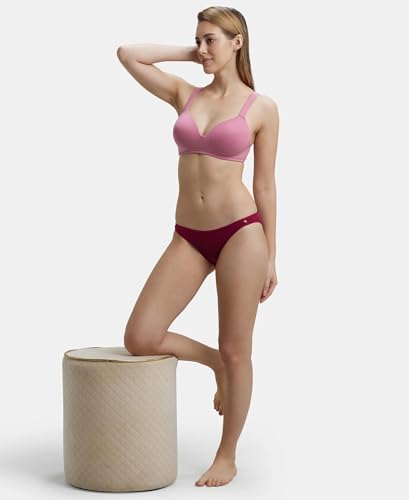 Image of Jockey FE57 Lounge Bra | Wirefree | Padded | Full Coverage | Broad Fabric Strap with Included Bra Pouch | Super Combed Cotton Fabric