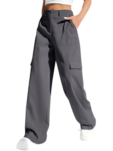 Image of GRECIILOOKS Cargo Pants For Woman | Trousers For Womans |High Waist Cotton Trouser for Women - Flared Parachute Pants with Side Pockets |Womens Cargo Pant | Elegant for College & Events (Available in Plus Size)