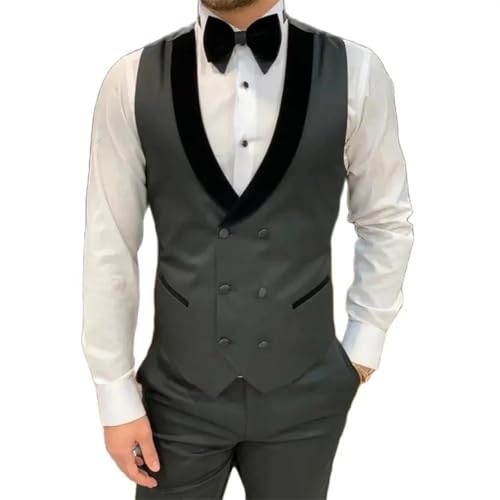 Men’S Double Breasted Shawl Lapel Dress Waistcoat Slim Fit Formal Vest For Wedding Party Dinner2