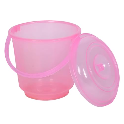 Image of Heart Home Pack of 2 Bathroom Bucket | Utility Bucket for Daily Use | Water Storage Bucket Handle & Lid | 13 LTR |Transparent Pink