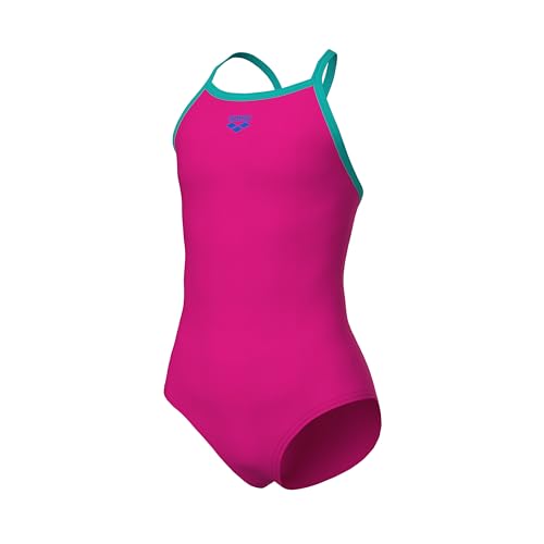 Image of Arena Girls' Feel Solid Light Drop Back Swimsuit Thin Straps Stretchy One Piece Kids Bathing Suit